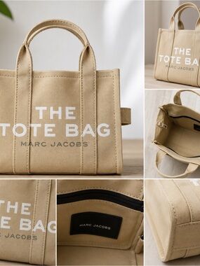 Marc Jacobs Canvas Mini Tote in Beige with White Logo